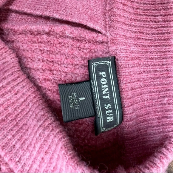J Crew Point Sur Mock neck Merino Alpaca Wool Button Back Sweater Pink Size L - Picture 5 of 6